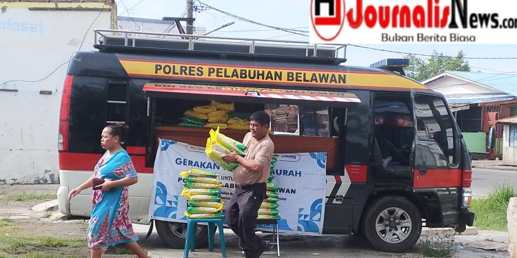 Gerakan Pangan Murah Polri, Polres Pelabuhan Belawan Jual Beras Murah Untuk Warga